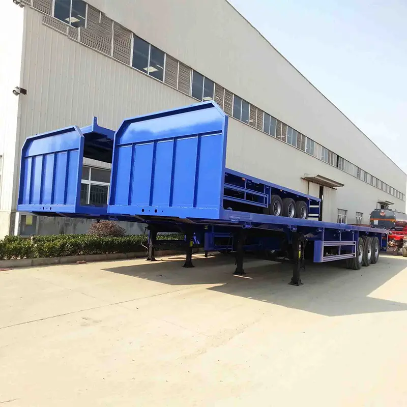 프론트 보드가 장착 된 Flatbed 세미 트레일러